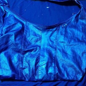 Chic Blue Leather Tote Bag